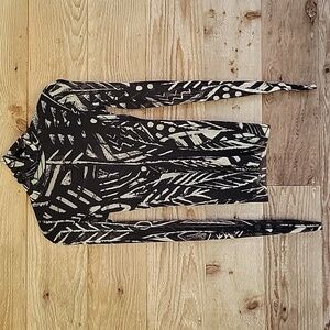 Fuzzi Size XXS Black Printed Tulle Turtleneck NWT